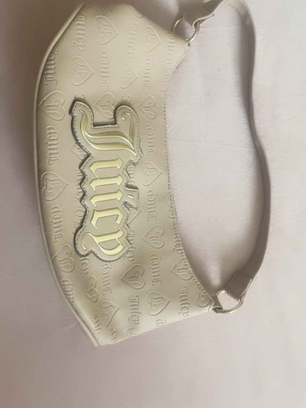 Juicy Couture Cream Embossed Logo Hobo Shoulder Bag